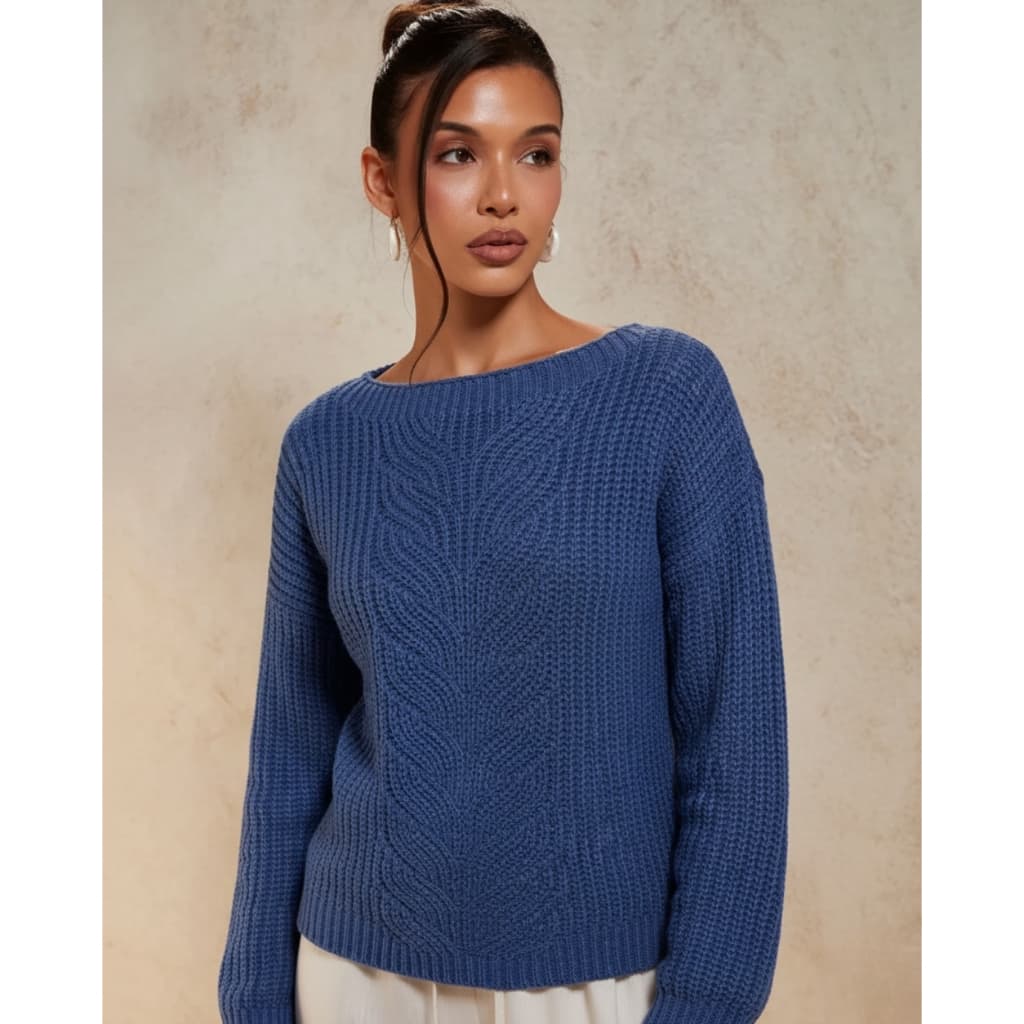 Blusa feminina Sueter Tranças Tricot Manga Longa Vestuário Feminino Detalhe Tricô