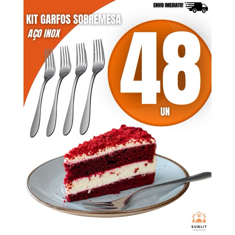 Kit Garfos de Sobremesa Inox – Perfeito para o Natal, Bolos, Frutas e Doces com Elegância