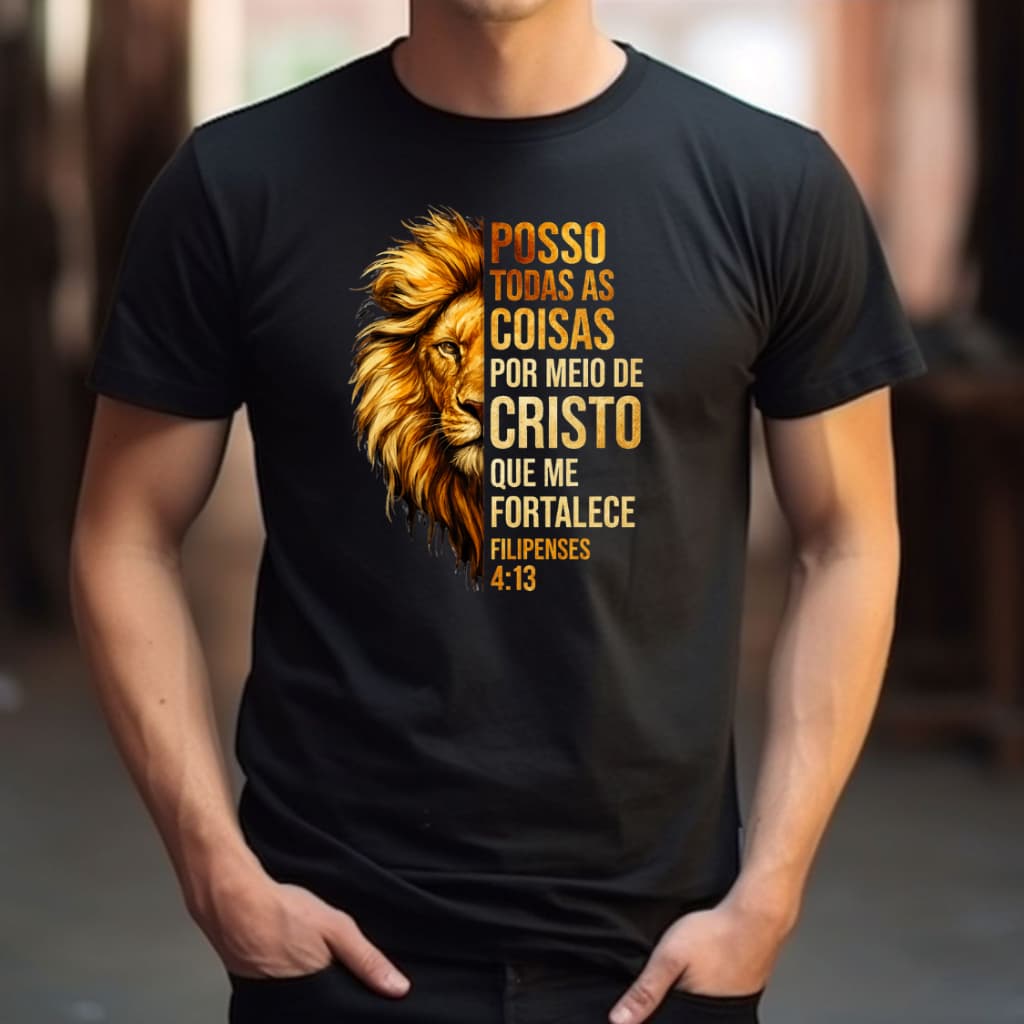 Camisa Camiseta Cristã Gospel Evangélica Estampada Leão