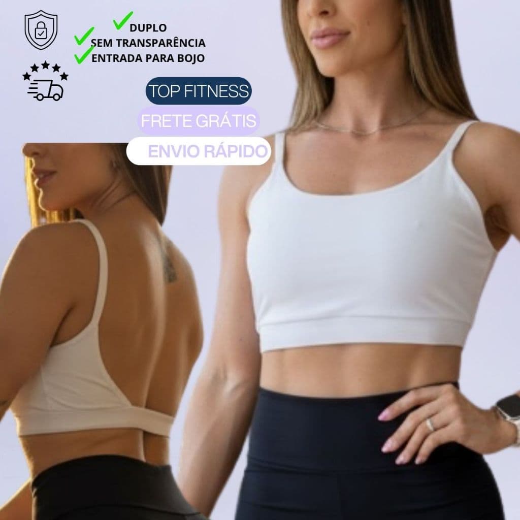 Top Academia Fitness Costas Nuas Com Compressão Forro Duplo Sem Transparência Básico Boa Sustentação Confortável
