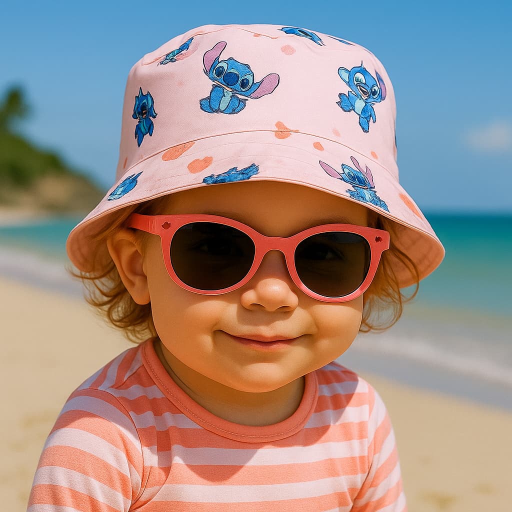 “Kit Infantil Chapéu Bucket + Óculos infantil Rosa Estilo Praia – Proteção e Estilo para Crianças”