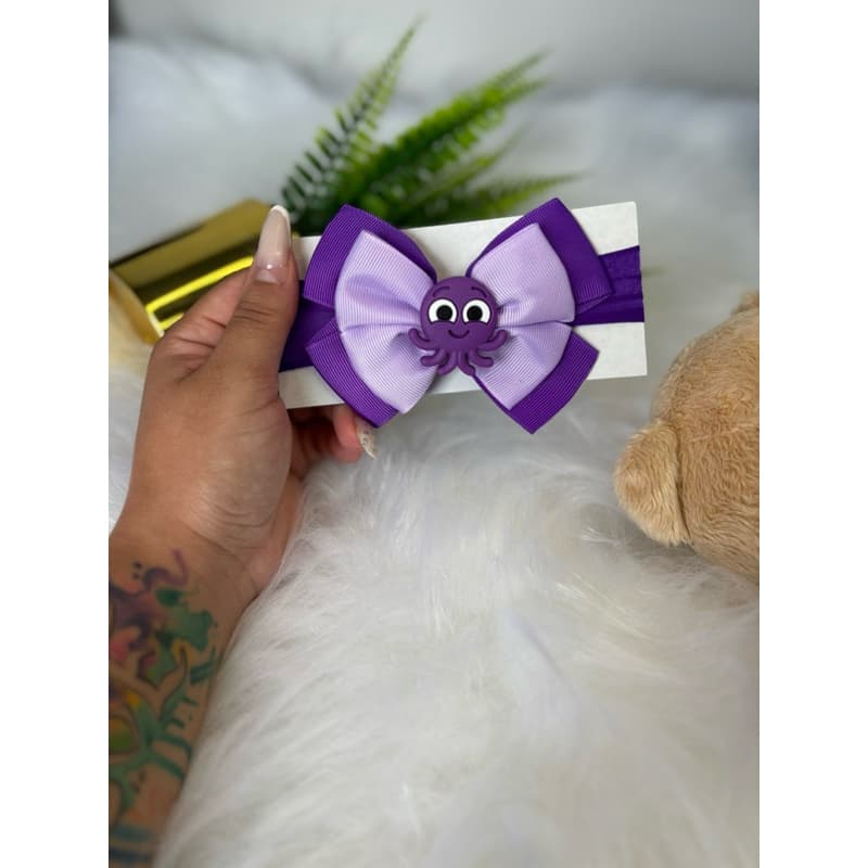 Laços Temáticos para Bebê Bolofofos Roxo Faixas Acessórios Infantis Mesversario Fantasias