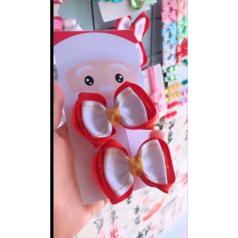 Parzinho  vermelho  com branco  de Natal no grampo