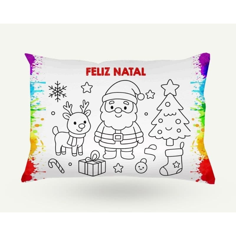 Almofada Colorir Natal - Brinde Natal - Almofada para colorir 10x15 Natal - Lembrancinha Nascimento de Jesus