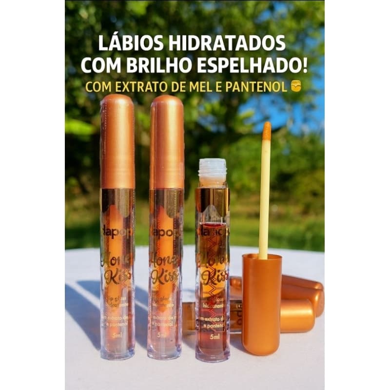 Lip Gloss Mel Honey Kiss Dapop - Phállebeauty - Gloss de mel - Dupe LipHoney Gloss Fran Elhke- Gloss Hidratante