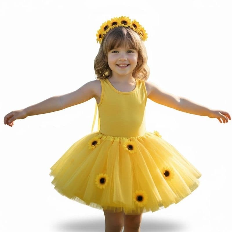 kit fantasia primavera flores girassol saia tule 40Cm / Tutu + Tiara (NÃO ACOMPANHA COLAN)