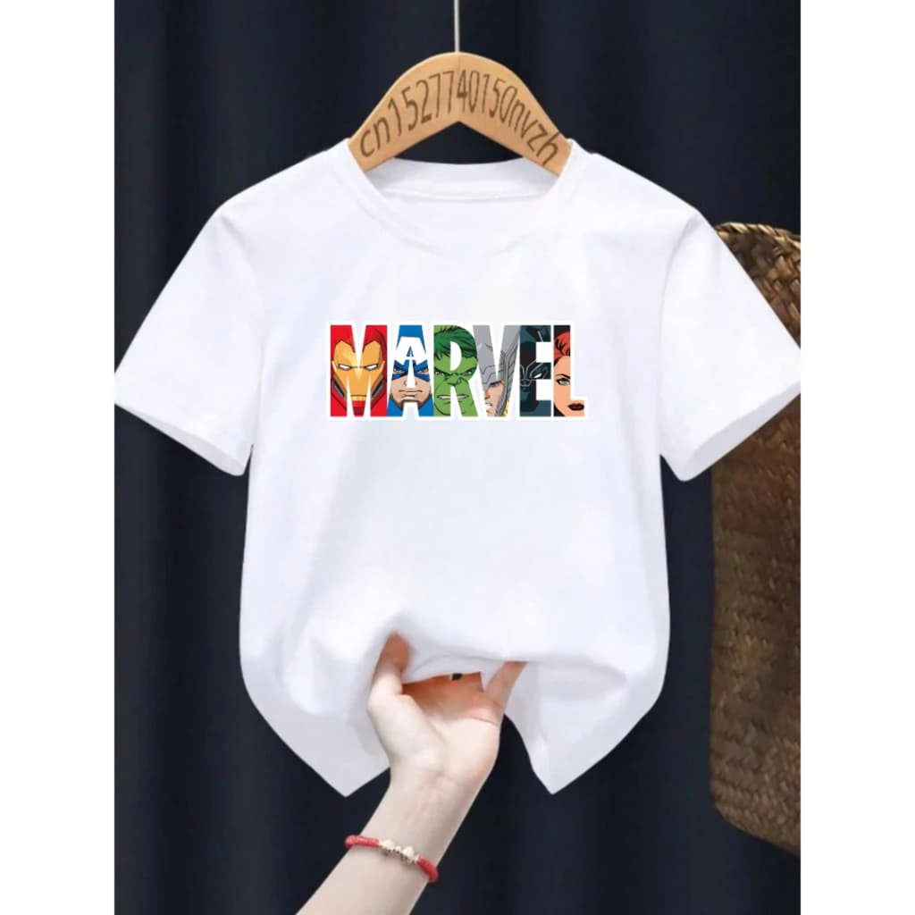 Camiseta Infantil Juvenil Unissex Personalizada Infantil Marvel 100% algodão