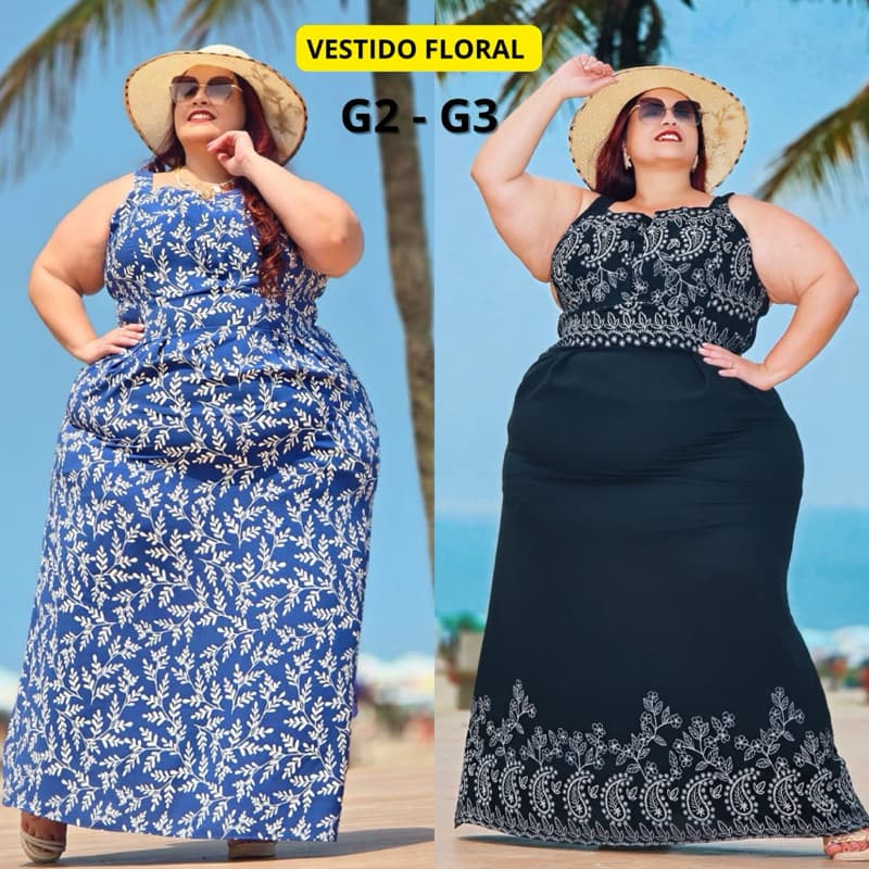 Vestido Plus Size Longo Floral
