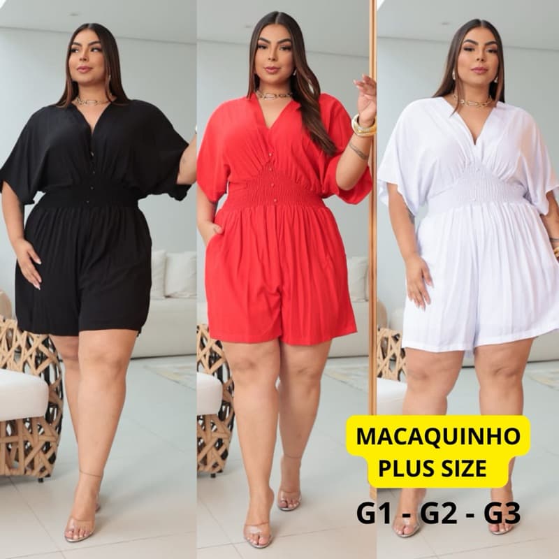Macaquinho Plus Size Viscolinho