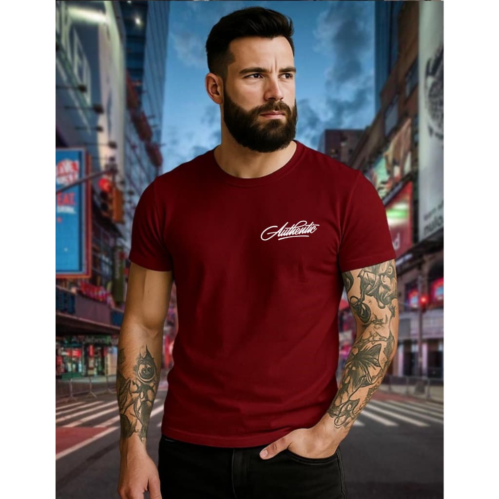 Camiseta Masculina Básica estampada Authentic camisa  Estilo Casual, Algodão Macio Look Streetwear