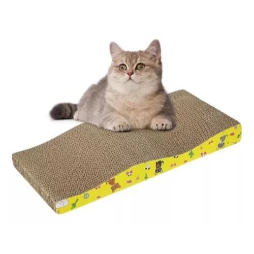 Arranhador para Gato com Catnip e 2 Lados Brinquedo Papelão Ondulado Anti Stress Elo Wave Gatos