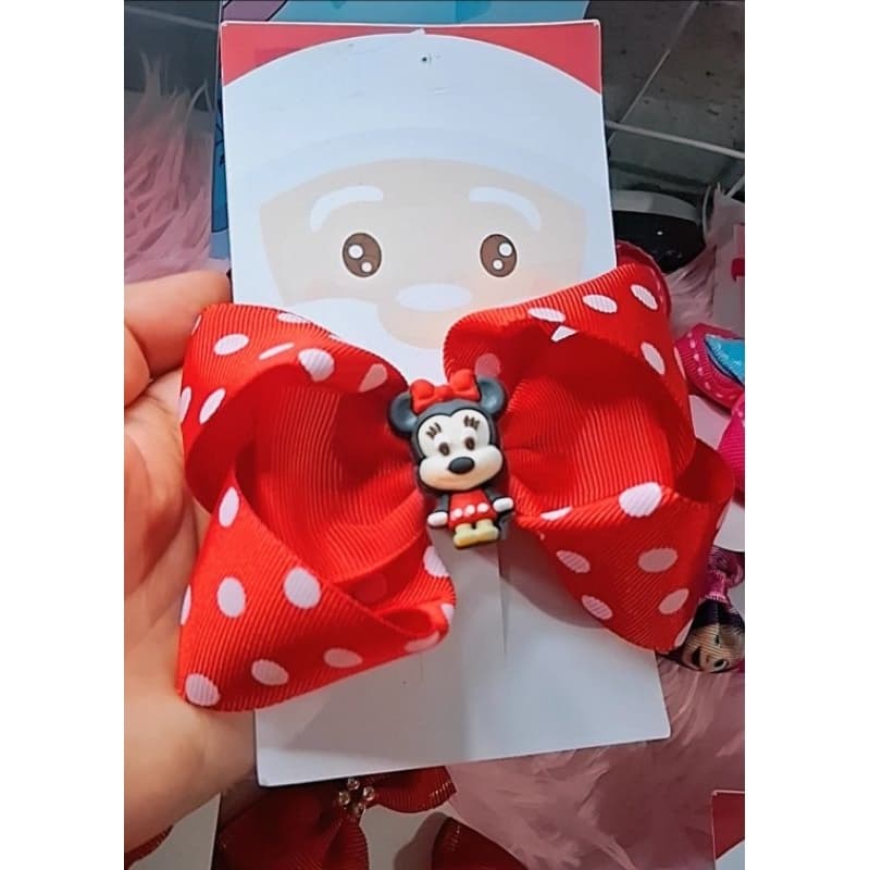 laços minnie vermelho poa grampo