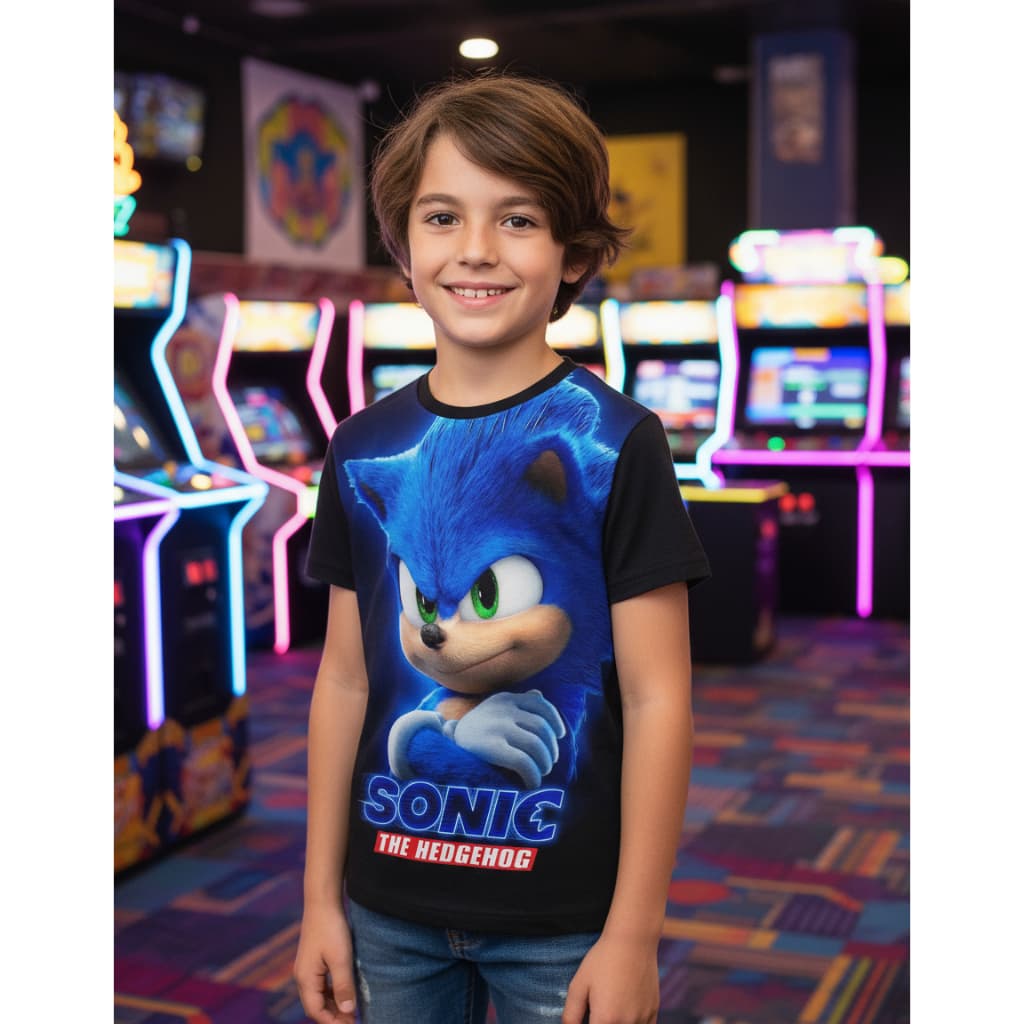 Camiseta Infantil Sonic Filme Menino Camisa Tamanho 6 Ao 14