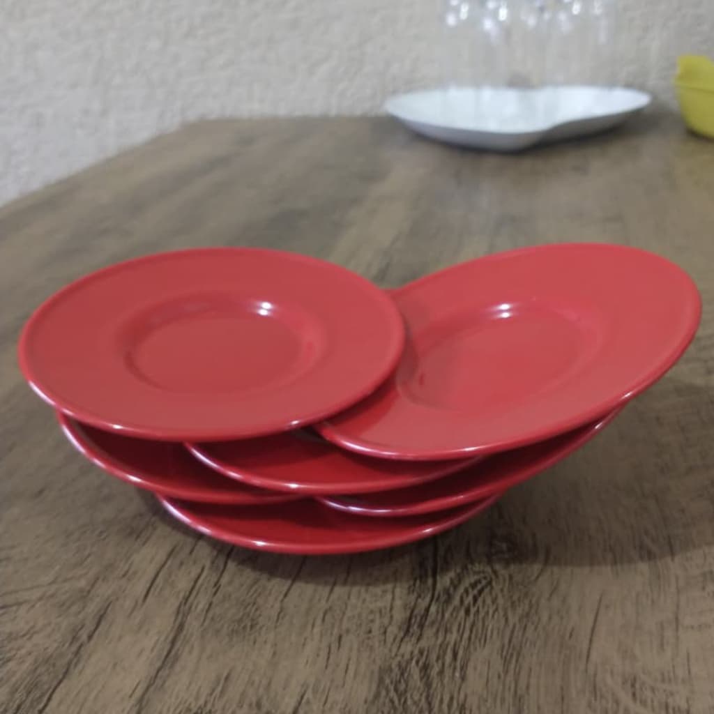 Kit 3 Pires Vermelhos Tradicionais Redondos Em Acrílico Para Café Chá Presente Decoração