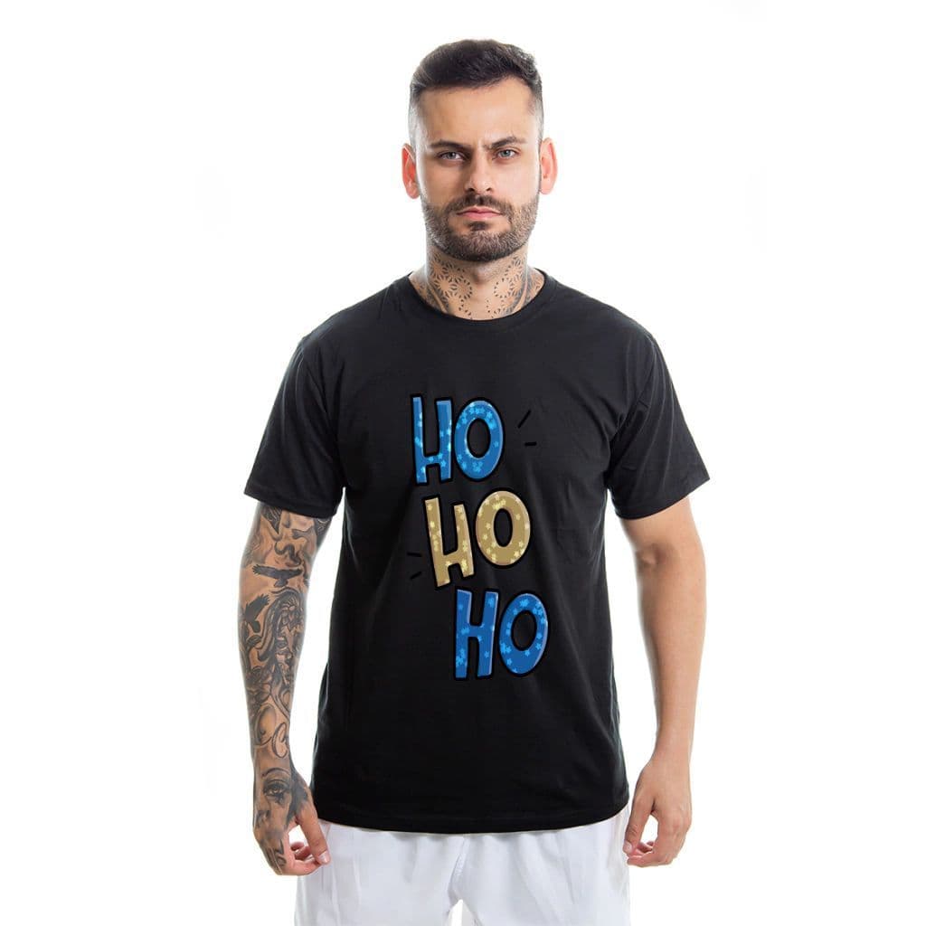 Camiseta Estampada HO HO HO 100% Algodão Super Confortável Tecido Premium