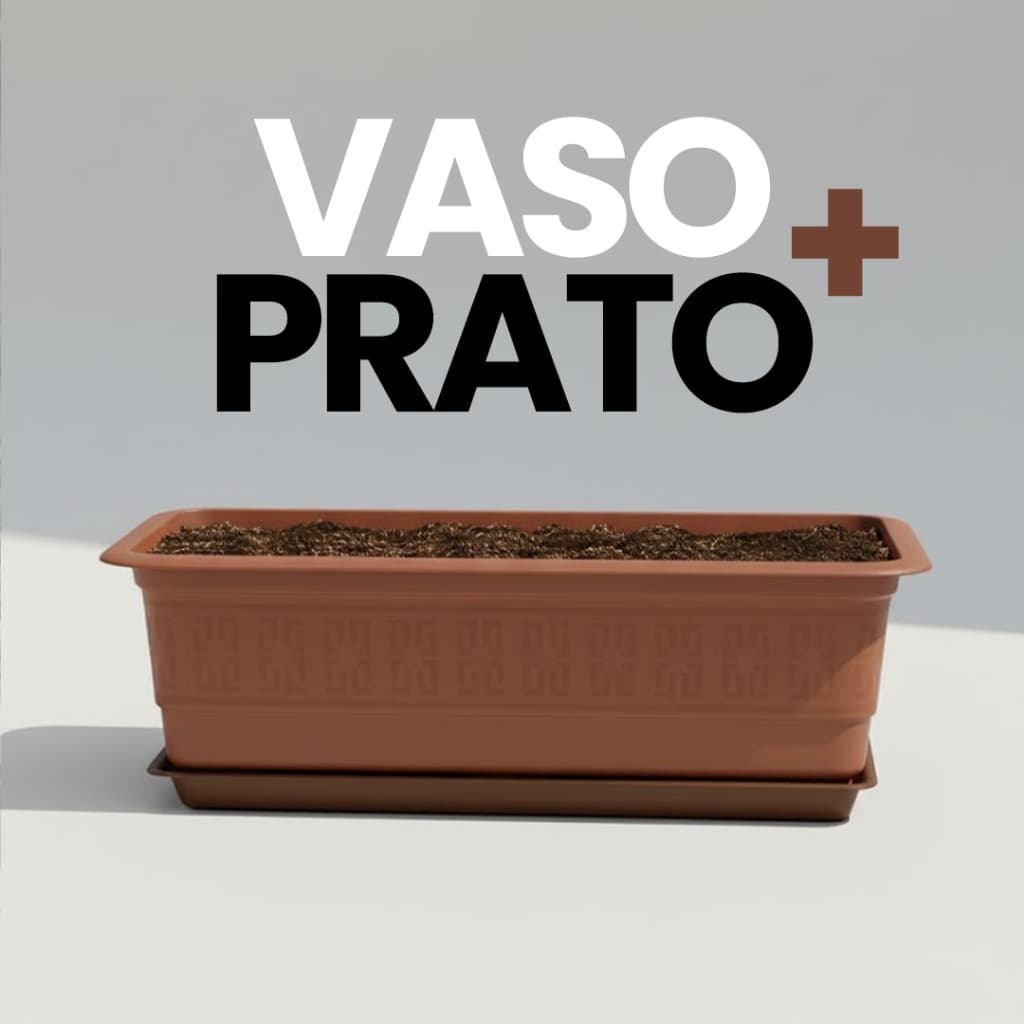 Vaso Retangular 6L COM ou SEM Prato Suporte Cores Preto Terracota Decoração Jardim Plantas Flor Casa