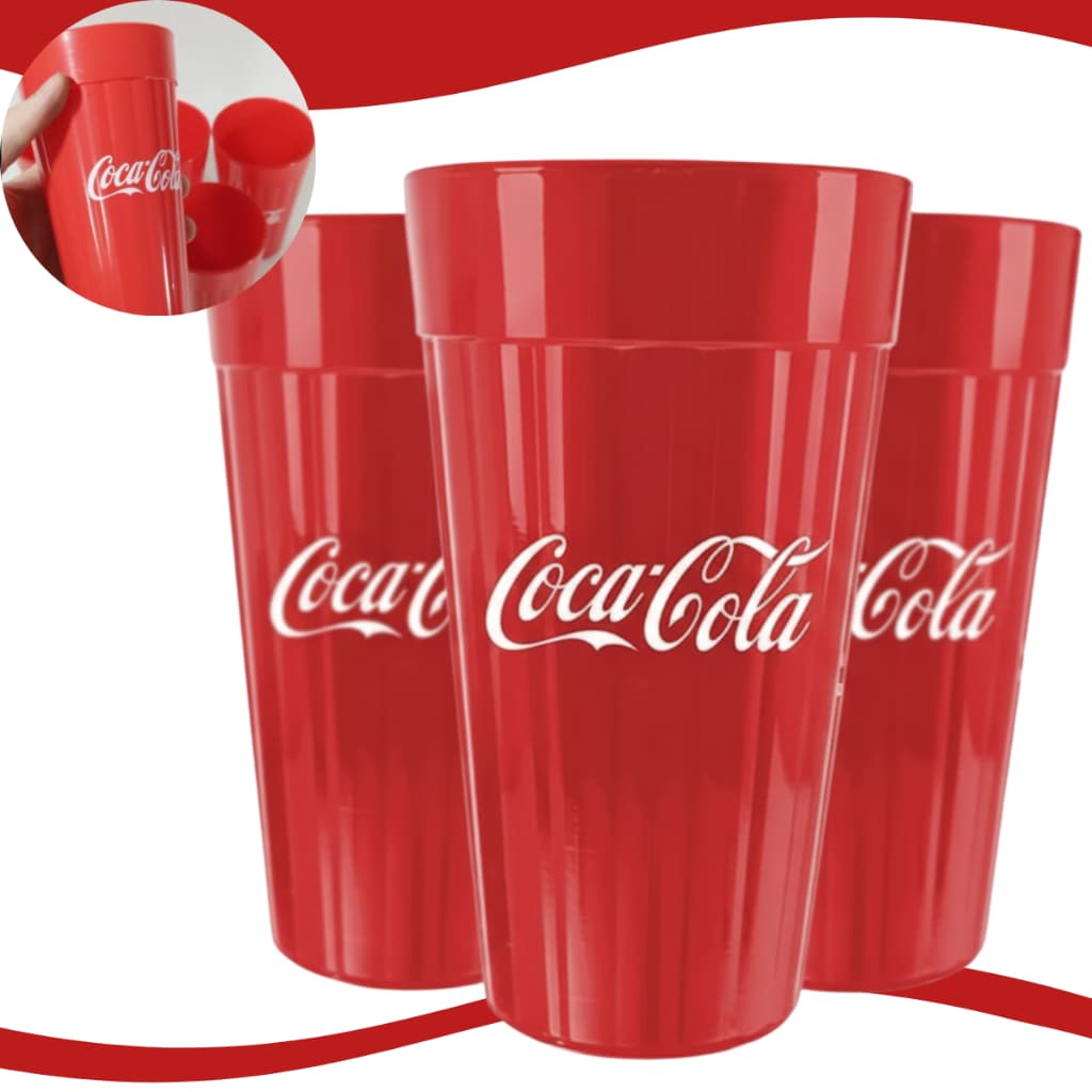 Copo de Vidro Coca Cola Vermelho 450ml Nadir Figueiredo