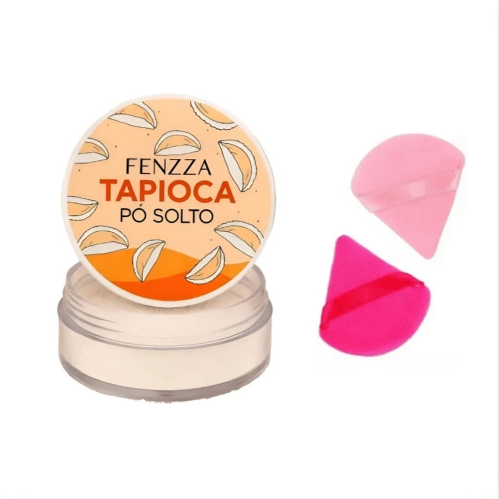 Kit Pó Solto Finalizador Facial Tapioca Fenzza 15g + Esponja Triangulo