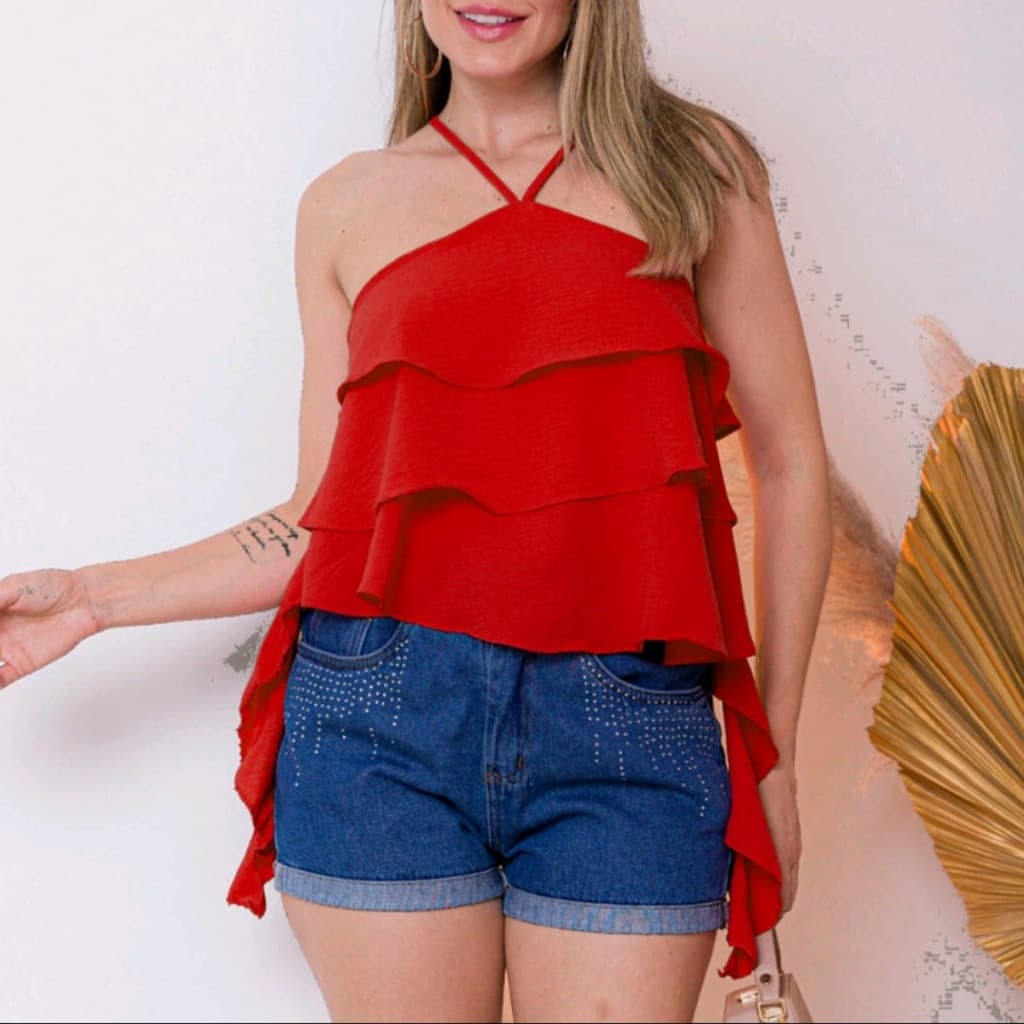 Blusa Feminina Tecido Duna 3 Babados