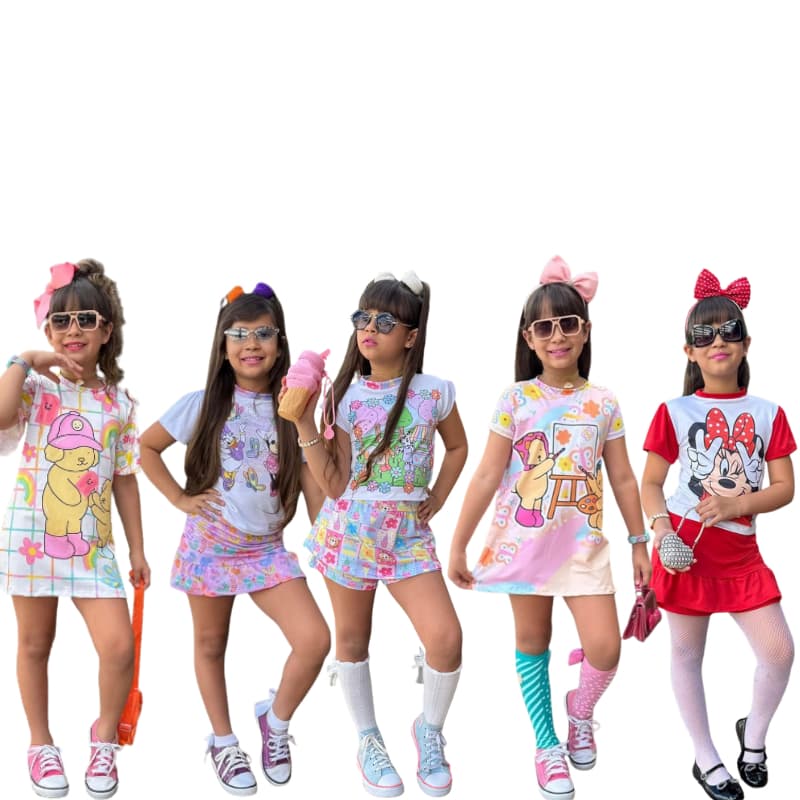 VESTIDO PERSONAGENS INFANTIL PARA CRIANÇAS MODA BLOGUEIRA VESTIDO PARA MENINAS TAMANHO 4 ,6 ,8
