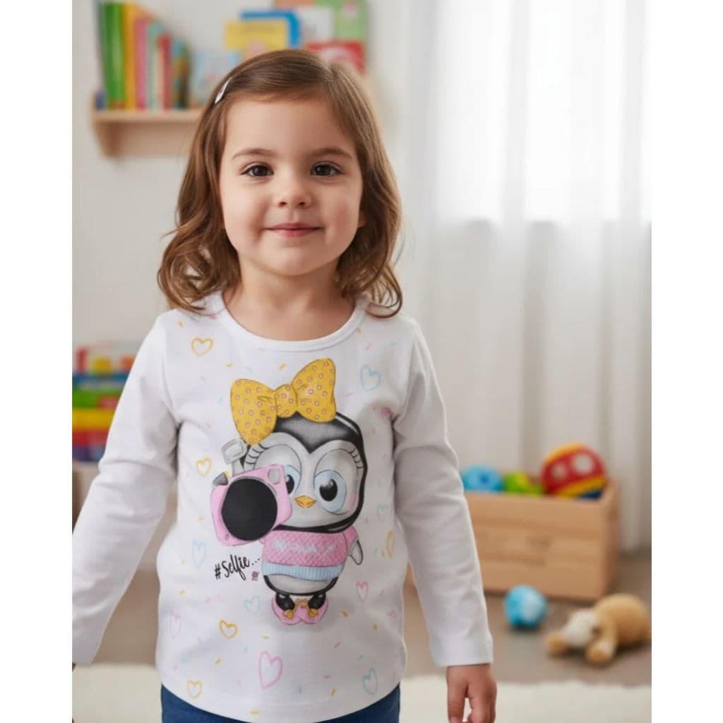 Camiseta Infantil Feminina Corujinha Tamanhos 1 E 2