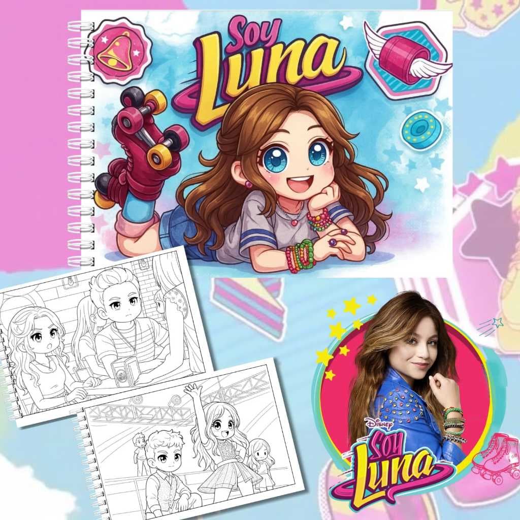 Livro de colorir SOY LUNA | SOU LUNA | Capa dura | folhas grossas 180g | 50 folhas