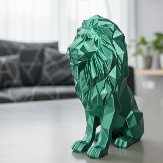 Leão Decorativo Estilo Low Poly | Peça 3D Moderna | Enfeite Sala Escritório