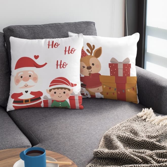 2 Capas Para almofada Decorativa Capa de Natal Papai Noel Capa Decorativa Fim de Ano Decoração Natalina Fim de ano