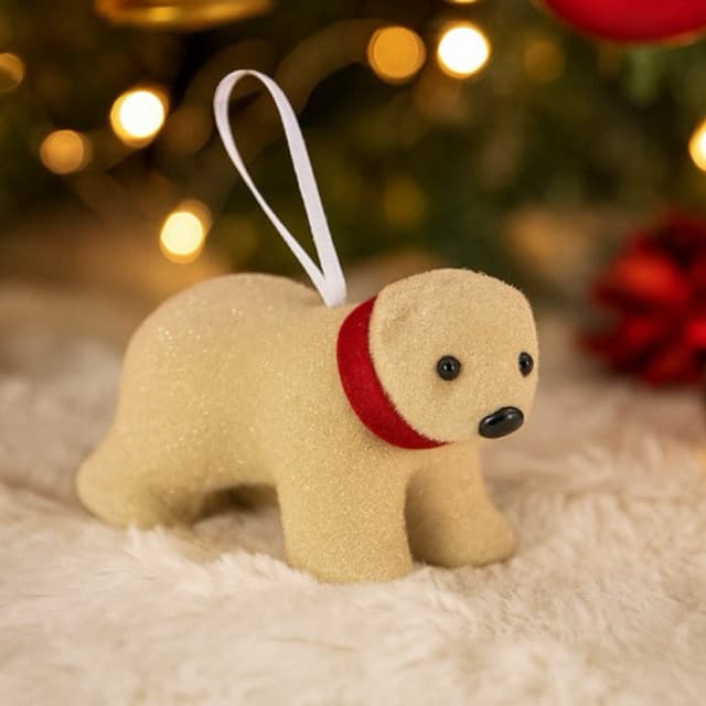Mini Urso Polar Pelúcia Glitter Pendurar Árvore Natal Enfeite