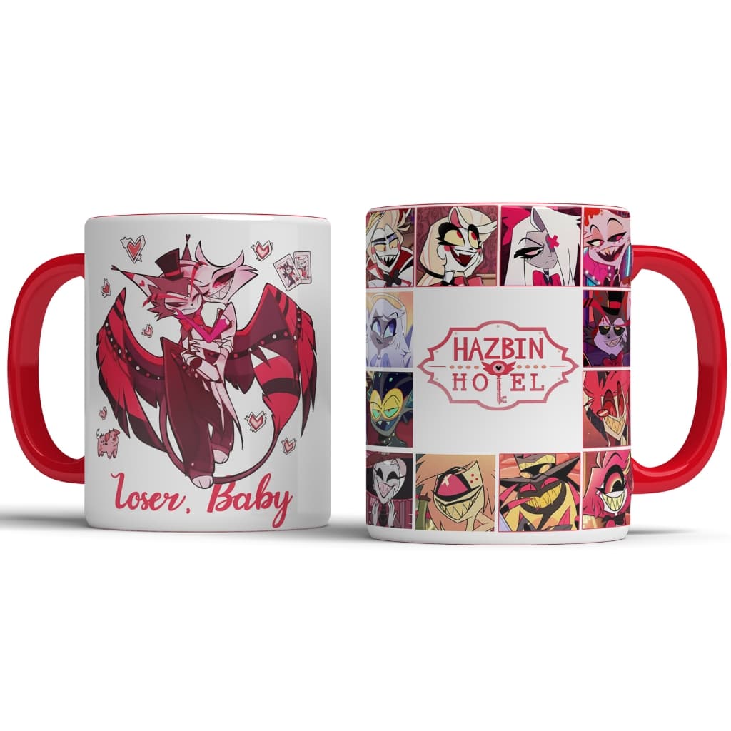 Caneca Hazbin Hotel - Angel Dust e Husk Loser Baby - Caneca de Cerâmica Personalizada