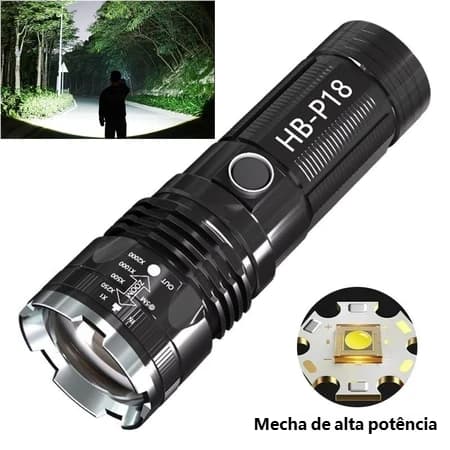 Lanterna Laser Branco dois modos Alta Potência 4500mAh Zoom Telescópico 3km Ultra-Longo Alcance