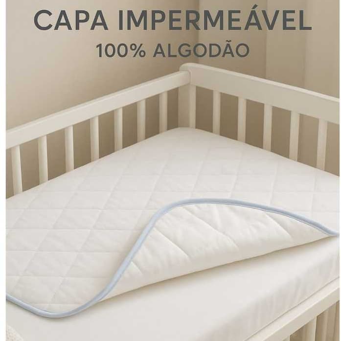 Kit 2 Capa Protetora Impermeável Colchonete Carrinho de Bebe Moises 100% Algodão com Elástico