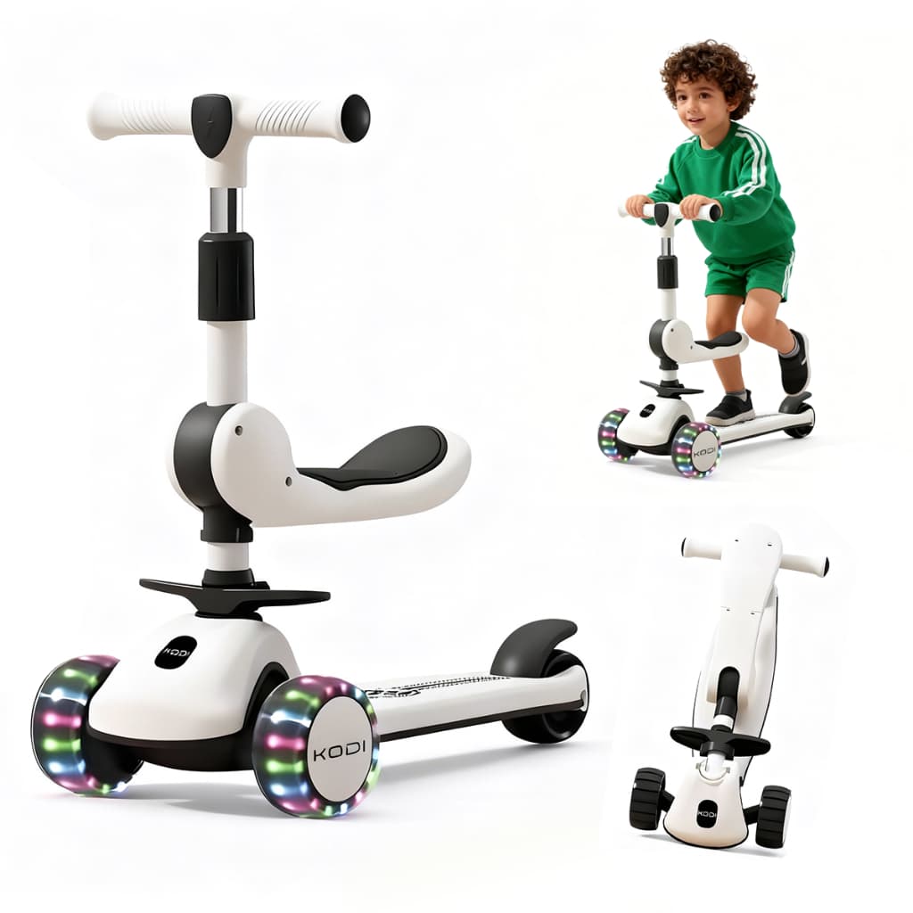 Carro de Patins Infantil com Luzes e Música - Rolamentos de Aço, Rodas de Gel e 4 Alturas Reguláveis P15