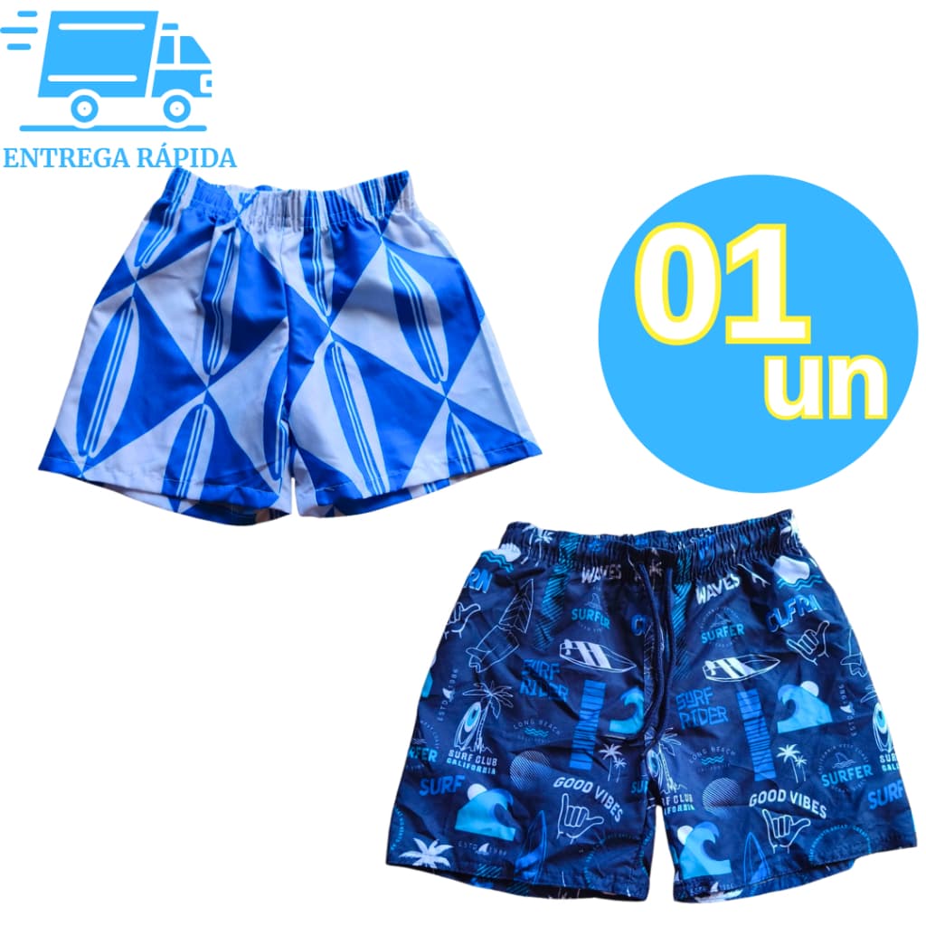 Bermudas Infantil Juvenil Tactel Premium Masculino Variedades de Estampas Desenhos Praia Verão