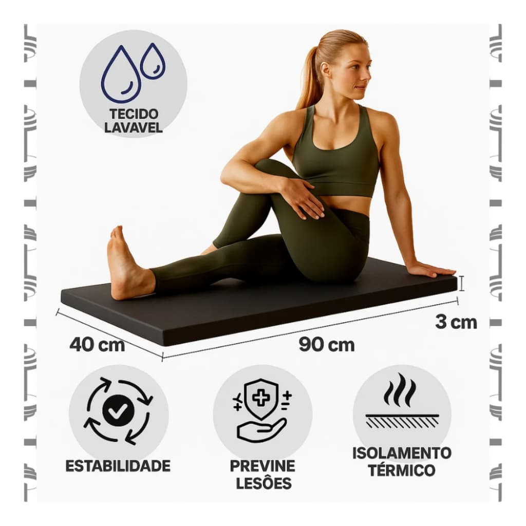 Colchonete Exercicios 90cm D70 Ginastica Treino Academia Colchonete para Yoga Grande em Espuma de Abdominal Funcion