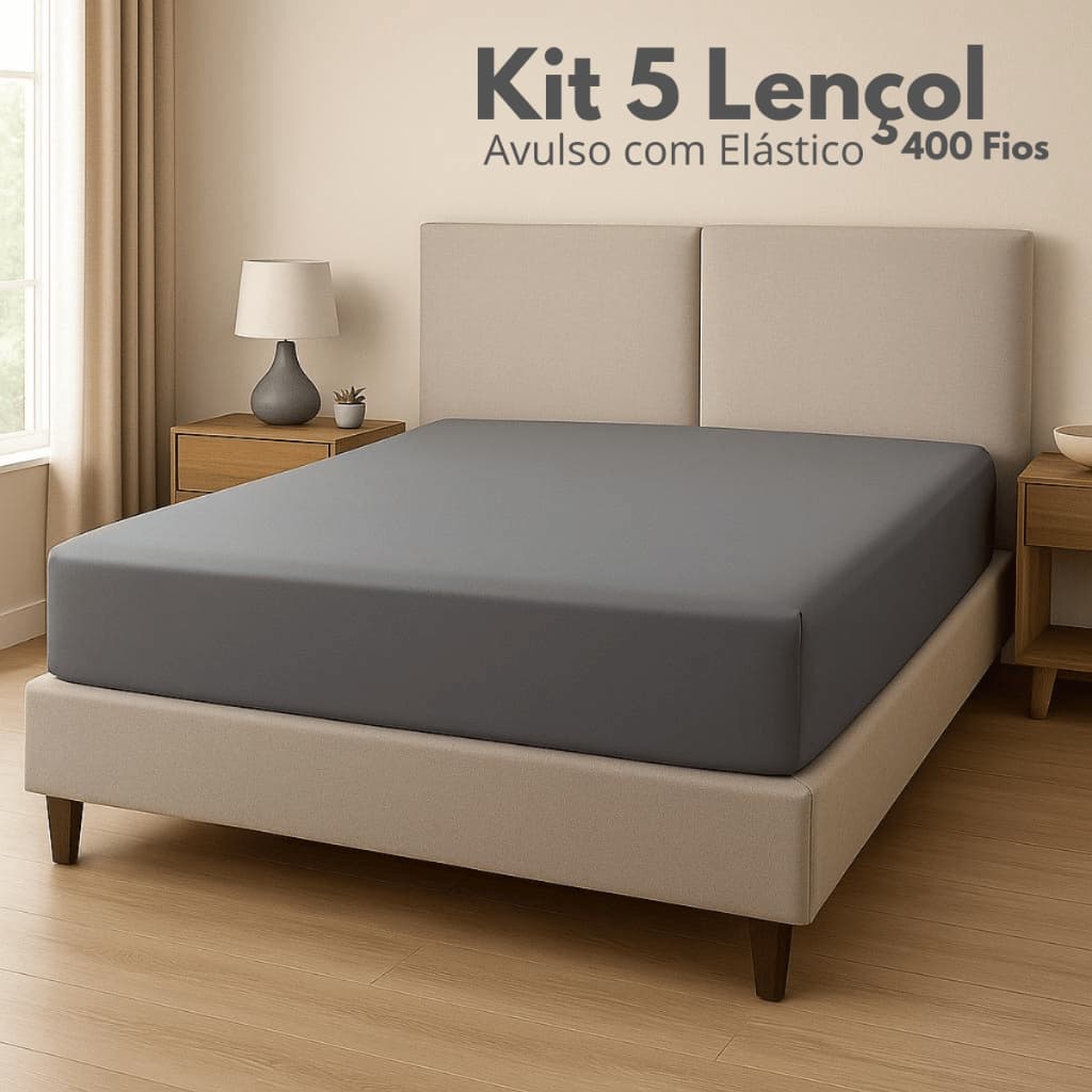 Lençol Queen Hotelaria 400 Fios Kit 5 Peças Com Elástico Cama Posta Box