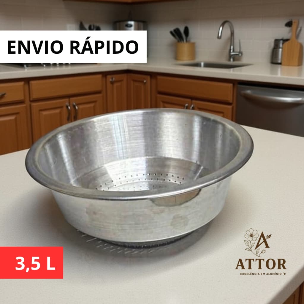 ESCORREDOR DOMÉSTICO PARA ARROZ MULTIUSO EM ALUMÍNIO REFORÇADO 3,5 L ESCORREDOR PENEIRA PARA ARROZ MACARRÃO FRUTAS