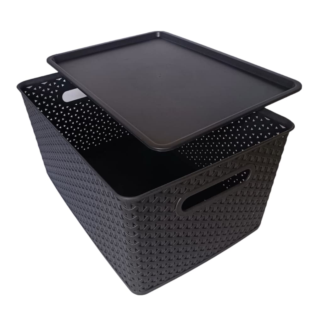 Caixa Cesto Grande 15l Organizador Rattan Com Tampa