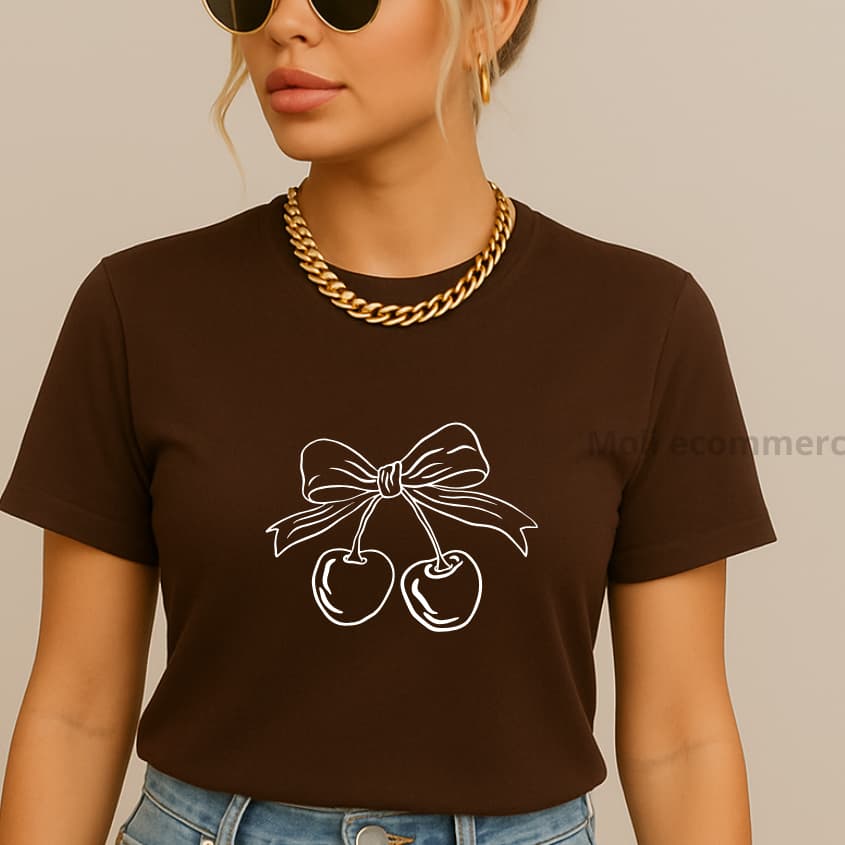 Blusa Feminina Blusinha  Básica  algodão "laço e cereja"