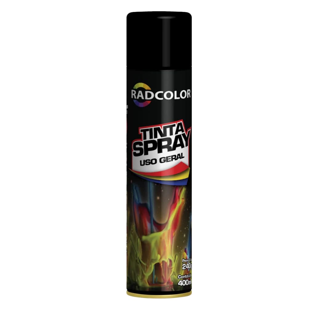 Tinta Spray Preto Fosco Uso Geral Radcolor Mdf Moveis 400ml