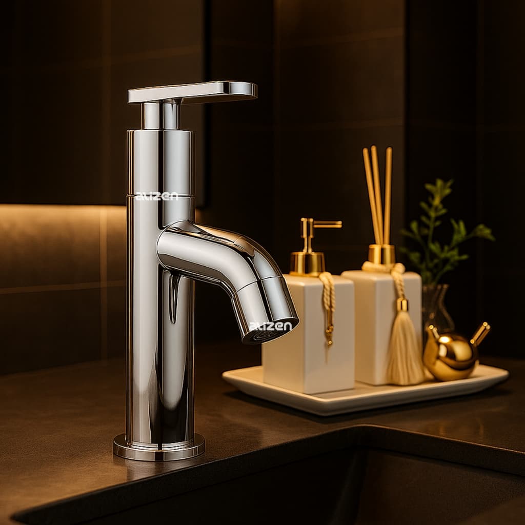 Torneira Banheiro Alavanca Moderna Abs Luxo 1/4 de Volta Cromo Premium Preço Imperdível
