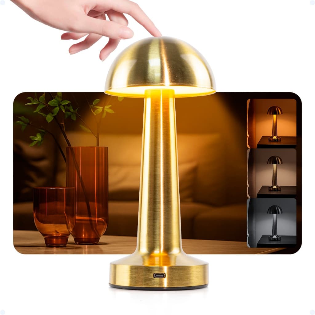 Abajur Candeeiro Luminária Sem Fio Led Quarto Dumbbell Touch De Quarto Luxuosa Com 3 Tons de Led