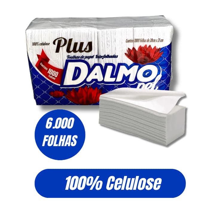 Papel Toalha Interfolhado DalmoPel 1.000 Folhas | KIT 6 Pacotes