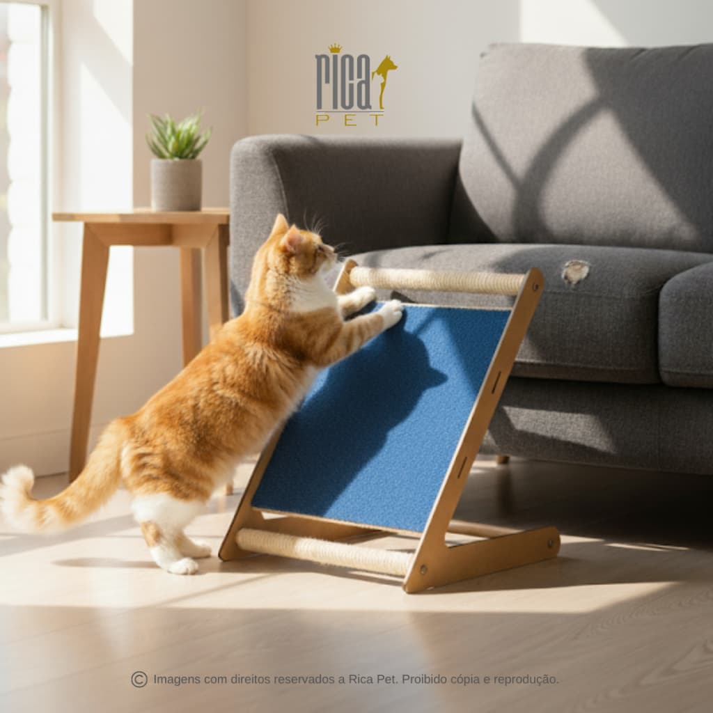 Arranhador Rampa Gato Brinquedo Mdf Carpete Protetor