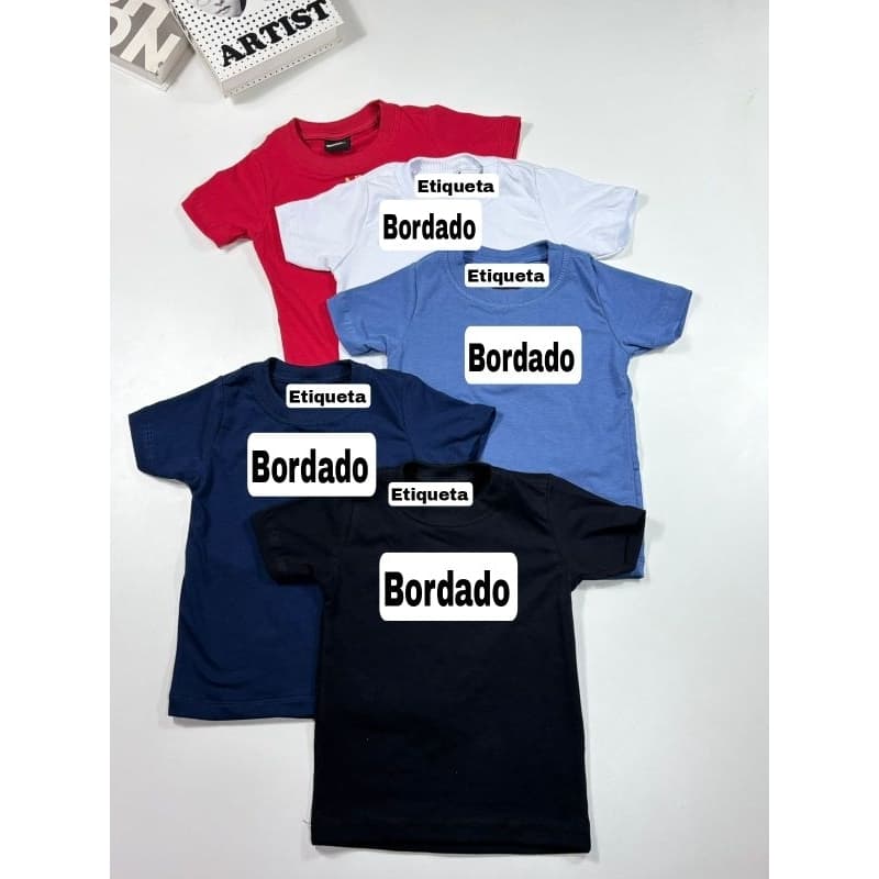 Camiseta Infantil Malha Peruana com Bordado Frontal ****LEIA O ANÚNCIO ATÉ O FINAL****