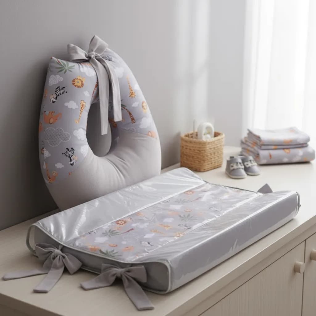 Almofada de Amamentação + Trocador Portátil Amaricano Kit Bebê Recém-Nascido
