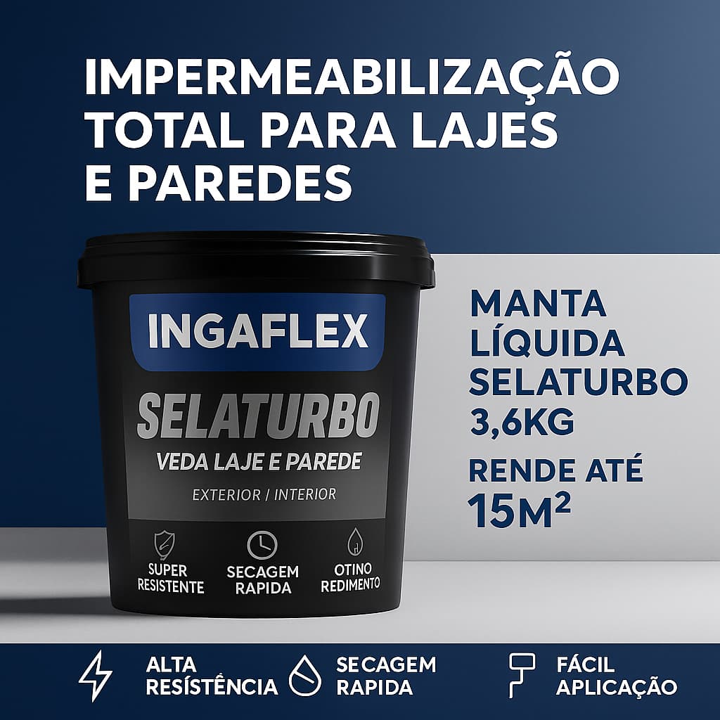 Selaturbo Impermeabilizante 3,6kg – Manta Líquida Emborrachada Ideal para Áreas Externas e Internas