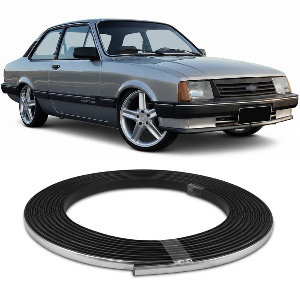 Kit Friso Cromado Vidro Dianteiro e Traseiro Chevette Chevy Marajó 83 a 95 Monza 82 a 90 - 07 Metros