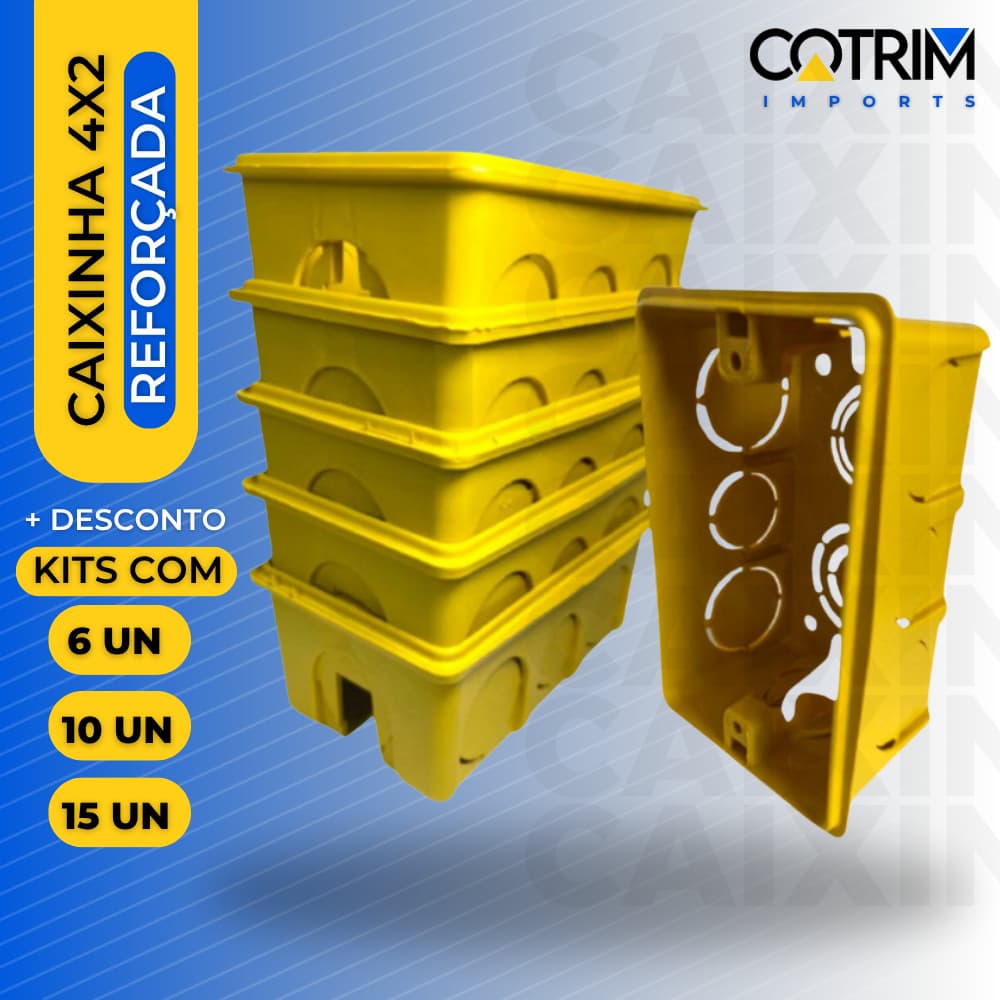 Kit Caixinhas de Luz e Energia Reforçadas p/ Tomada/Interruptor/elétrica 4x2 Amarela