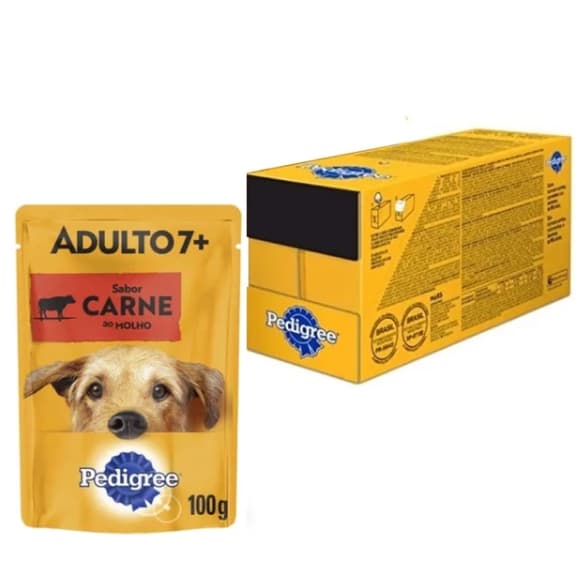 KIT SACHÊ PEDIGREE 18 UNIDADES ADULTO 7+ CARNE AO MOLHO